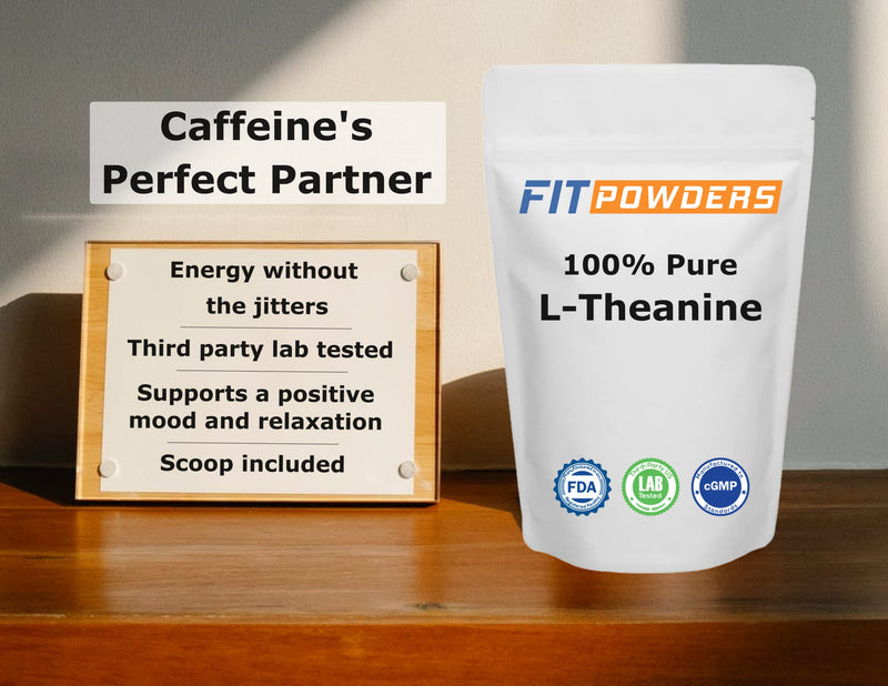 L-Theanine Powder 100g (500 Day Supply) 100% Pure, Non-GMO, Gluten Free, Mood and Cognitive Supplement, Stress Relief and Relaxation, Scoop Included - FitPowders - NewNest Australia