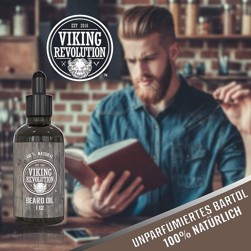 Viking Revolution Beard Oil Conditioner - Natural, Unscented Argan and Jojoba Oil - Softens the Beard, Protects and Strengthens Beard Growth - Care for Beard and Mustache, 1 Pack of Beard Oil Unscented 30 ml (Lot de 1) - NewNest Australia