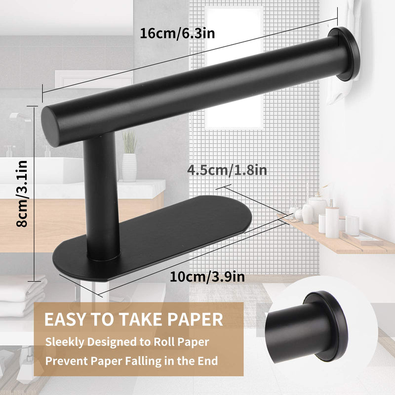 LAYUKI Self Adhesive Toilet Paper Roll Holder,Bathroom Toilet Paper Holder,Durable Self Adhesive,No Drilling,Matt Black,Stainless Steel - NewNest Australia