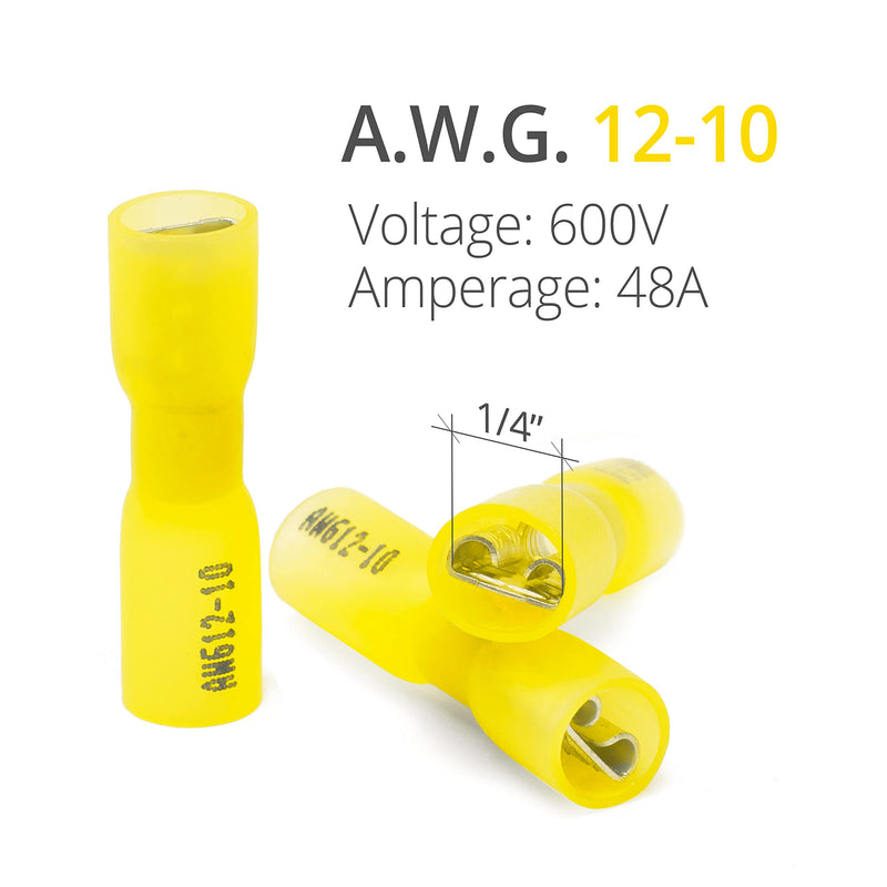 90 PCS Wirefy Female Spade Connectors - Heat Shrink Spade Connector Kit - Quick Disconnect Wire Connectors - Electrical Spade Terminals - Yellow 12-10 Gauge - NewNest Australia