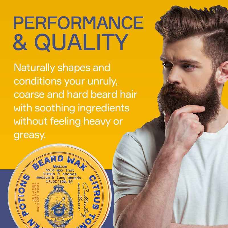 Seven Potions Beard Wax for Men - Medium Strong Hold Styling Wax for Shaping and Grooming Your Beard and/or Mustache - Purely Natural, Organic, Cruelty Free - Citrus Tonic (30 ml) 30 ml (Pack of 1) - NewNest Australia