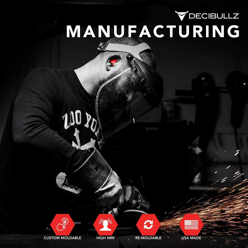 Decibullz - Custom Molded Earplugs, 31dB Highest NRR, Comfortable Hearing Protection for Shooting, Travel, Work and Concerts Red - NewNest Australia