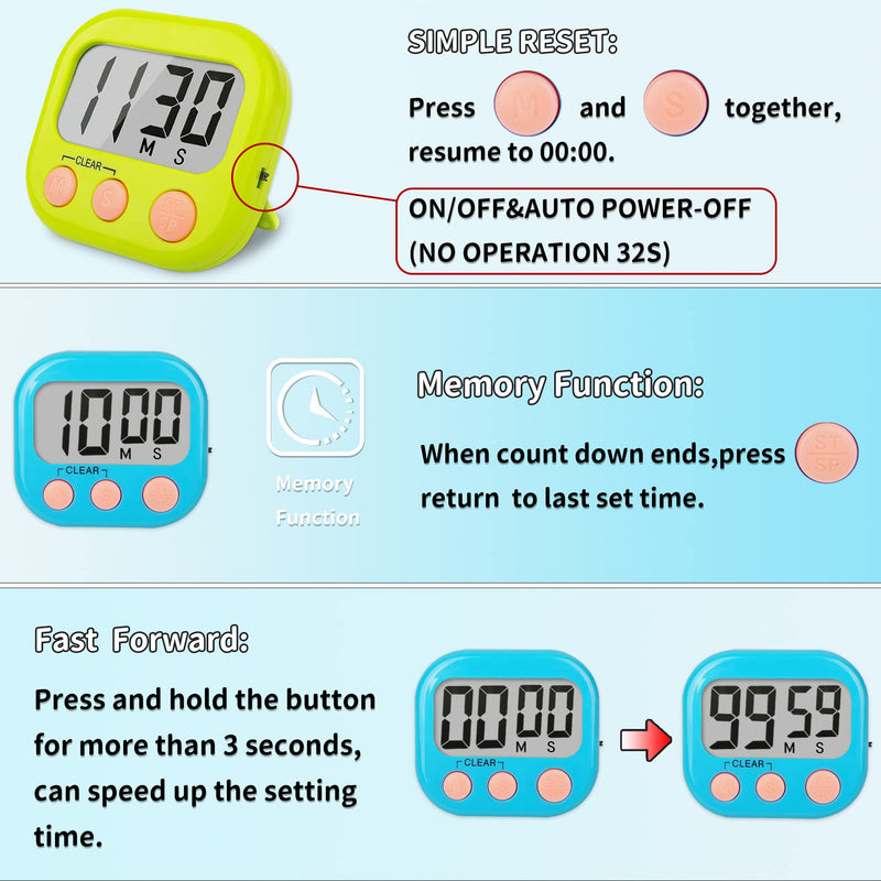 Classroom Timers for Teachers Kids Large Magnetic Digital Timer 2 Pack Blue Green 1 - NewNest Australia
