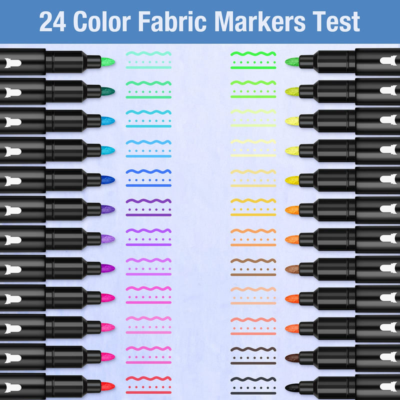 Fabric Markers, Permanent for Clothes, Shoes, Canvas Bags, Baby Bibs, Onesies, 24 Colors Fabric Paint Pens, Permanent, No Bleed and Washable - NewNest Australia