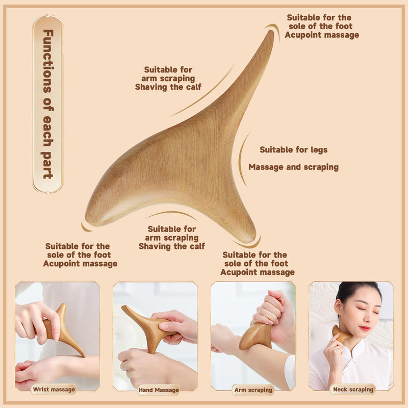Wooden Massage Roller & Trigger Wooden Set, Massage Roller With Handle, Massage Sticks Trigger Point, Back Massagers Wood, Hand Massager Massage Aid For Legs Shoulders, Wood Therapy Massage Tools - NewNest Australia