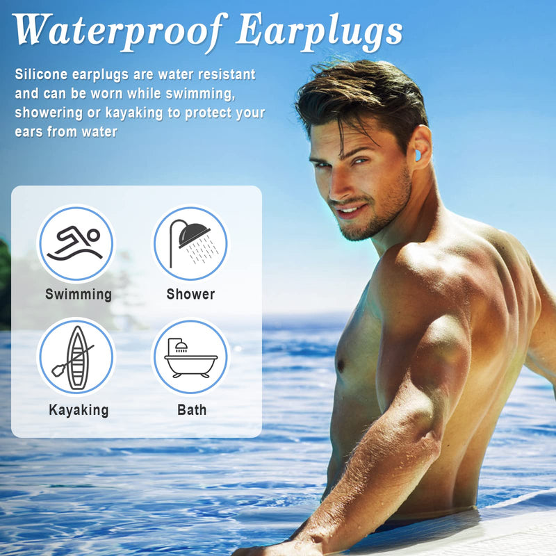 24 Pieces Silicone Ear Plugs For Sleeping, Ear Plugs Malleable With Storage Box, Reusable Ear Plugs Noise Cancellation, Waterproof Earplugs For Swimming For Adults Children Airplane - NewNest Australia