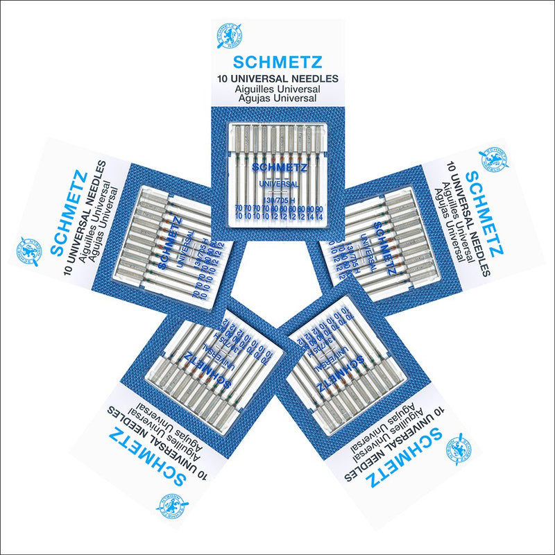 50 Schmetz Universal Sewing Machine Needles -  Assorted Sizes - Box of 5 Cards - NewNest Australia