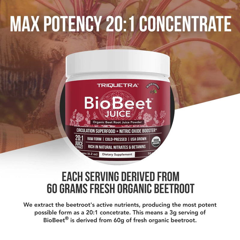 BioBeet® Beet Juice (Black Cherry Flavor) – Max Strength, 20x High Concentration Than Beet Root Powder – Organic, Cold-Pressed, USA Grown, Raw Form – Nitric Oxide, Circulation Support (50 Servings) - NewNest Australia
