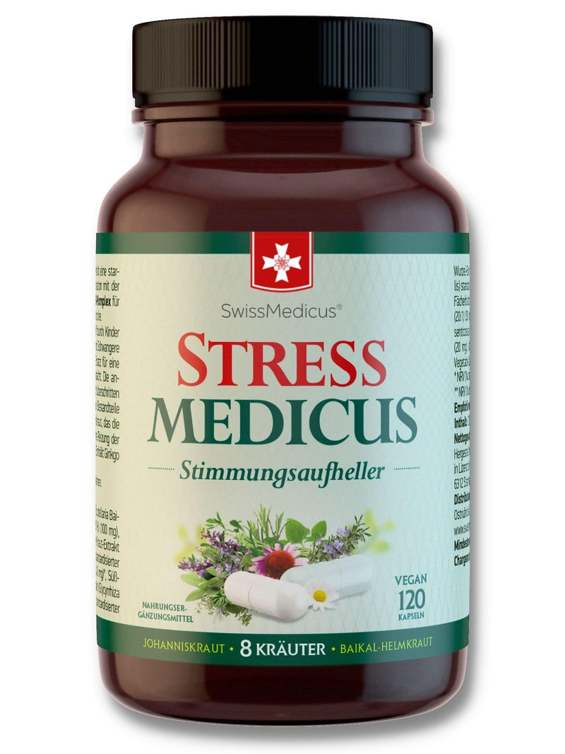 Swissmedicus Stressmedicus - Mood Brightener - Natural Herbal Supplement For Better Mental Health With St. John'S Wort & Baikal Skullwort, 120 Vegan Capsules - NewNest Australia