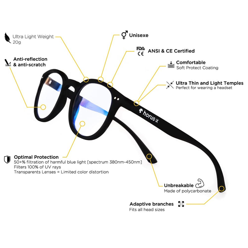 Horus X • URBAN blue light filter glasses - blue filter & UV protection glasses (tablet PC screens smartphones) - computer glasses - men and women (unisex) | Clear - NewNest Australia