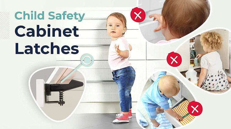 Cabinet Locks Child Safety Latches - Quick and Easy Adhesive Baby Proofing Cabinets Lock and Drawers Latch - Child Safety with No Magnetic Keys to Lose, and No Tools, Drilling or Measuring Required 12 - NewNest Australia