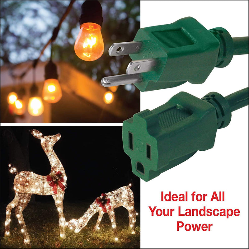 Clear Power 6 ft Outdoor Extension Cord 16/3 SJTW, Lawn & Garden Green Cable for Holiday Decoration, 3-Prong Grounded Plug, Water & Weather Resistant, Flame Retardant, DCOC-0195-DC 16/3 - 3 PRONG GROUNDED PLUG - NewNest Australia