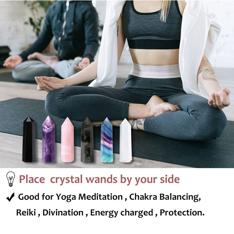 XIANNVXI 2" Fluorite Crystal Wand Healing Crystals Wand Tower Natural Gemstone Hexagonal Point Wand for Reiki Meditation Therapy Energy Direction - NewNest Australia