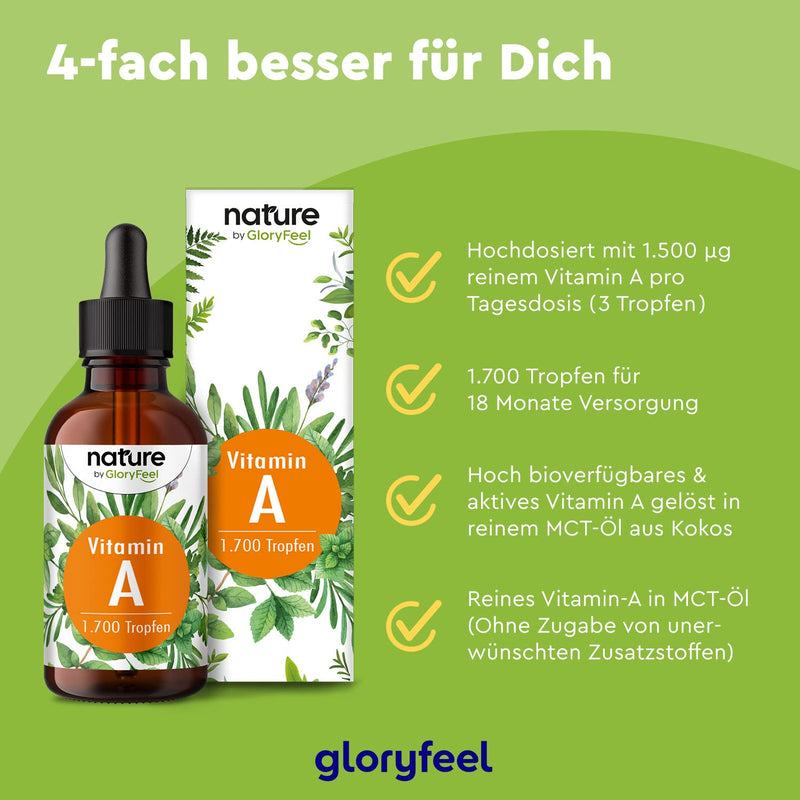 Vitamin A Drops High Dose - 5000 Iu (1500Œºg) Per Daily Dose - 50 Ml (1700 Drops) Real Vitamin A (Retinyl Palmitate) Dissolved In Mct Oil - Laboratory Tested Without Additives Made In Germany - NewNest Australia