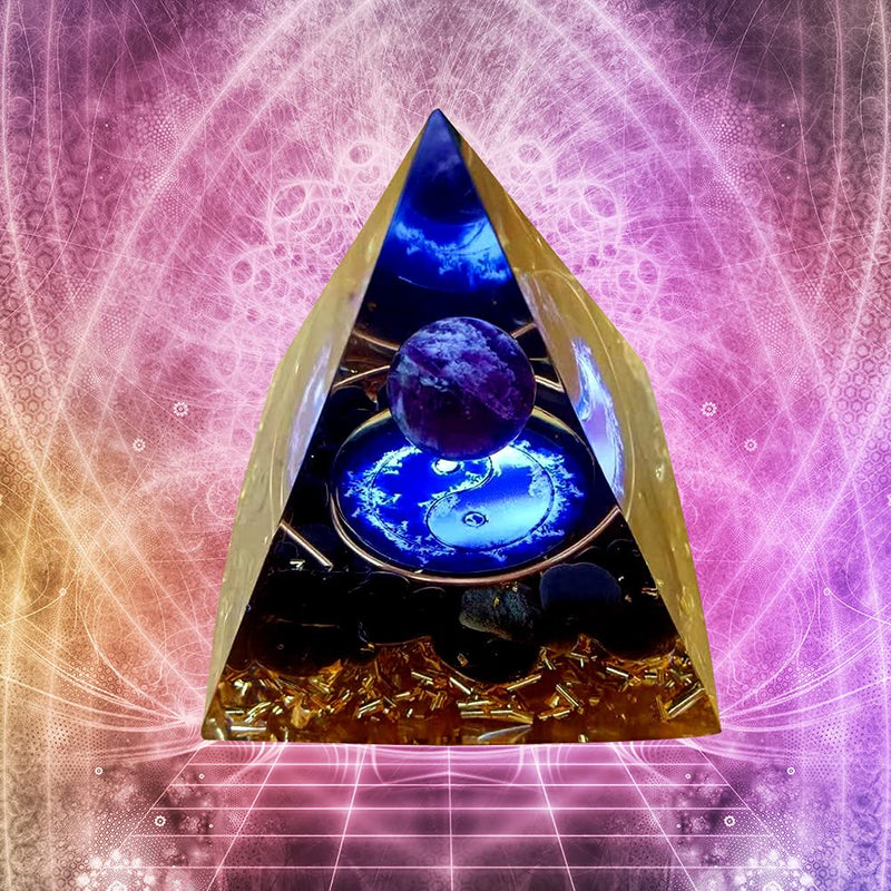 VNSTKWW Orgone Pyramid Crystal, Healing Chakra Pyramid for Protection,Balancing Positive Energy,Obsidian Emotional-Negativity Removal Stone,Clear Quartz Crystal Point for Meditation(2.36 inch) C - NewNest Australia