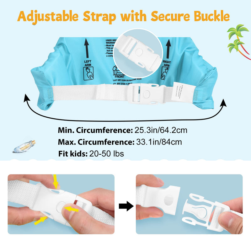 HeySplash Swim Life Jacket Vest for Kids, Floatation Sleeves Floats Tube Swimming Arm Floats Swim Aid Floats with Adjustable Strap and Secure Buckle for 20-50 lbs Toddler/Children Blue - NewNest Australia