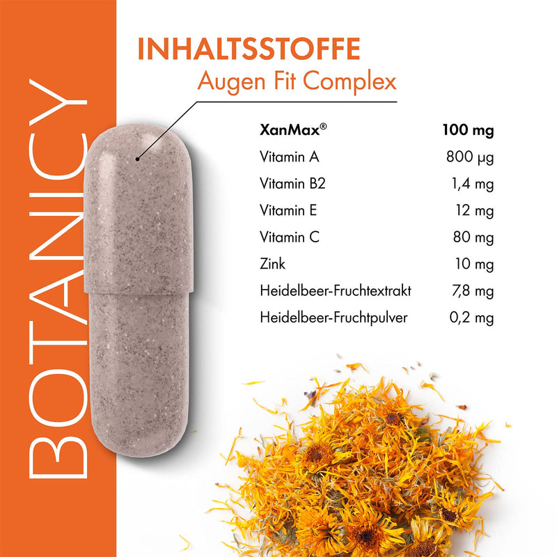 BOTANICY Eye Fit Complex - unique nutrient complex, with patented XanMax®, for eyes, vision and retina, high dosage, also for glasses wearers (60 capsules, monthly pack) - NewNest Australia
