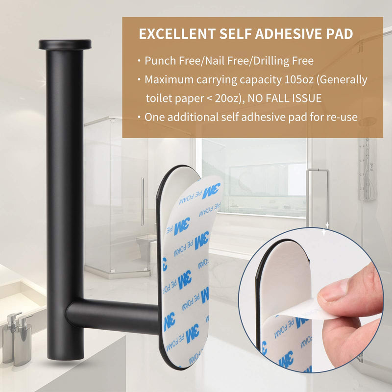 LAYUKI Self Adhesive Toilet Paper Roll Holder,Bathroom Toilet Paper Holder,Durable Self Adhesive,No Drilling,Matt Black,Stainless Steel - NewNest Australia