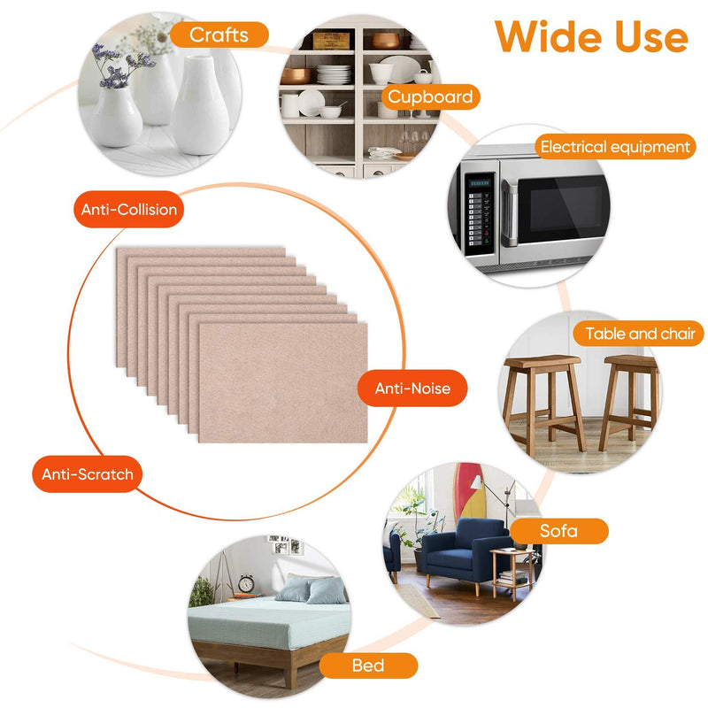 BAIPOK Furniture Pads 9 Pack 8 in x 6 in x 1/5 in Premium Felt Furniture Pads Self Adhesive, Cuttable Furniture Felt Pads Beige, Anti Scratch Floor Protectors for Furniture on Hardwood Floor - NewNest Australia