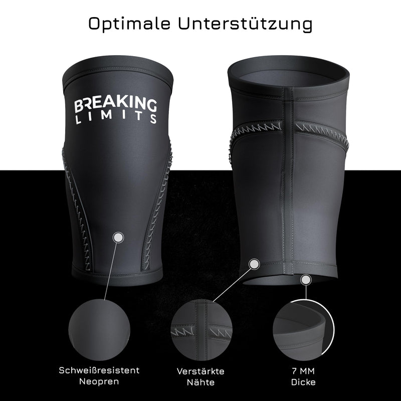 Breaking Limits Knee Braces - Knee Support, Knee Support For Strength Sports, Gym - Breathable Compression Bandage For Knee Pain / Joint Pain Made Of 7 Mm Neoprene - 6 Sizes, Black/White (L) - NewNest Australia