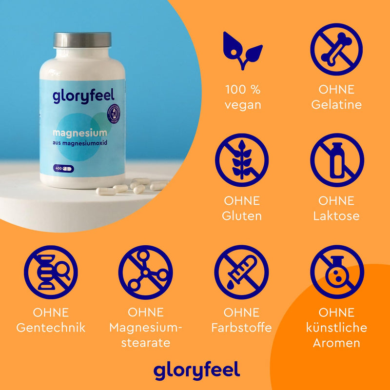 Magnesium 400 capsules - 760mg, of which 400mg is elemental magnesium per daily dose - Supports muscle function and energy metabolism* - Laboratory tested, vegan and made in Germany without additives - NewNest Australia