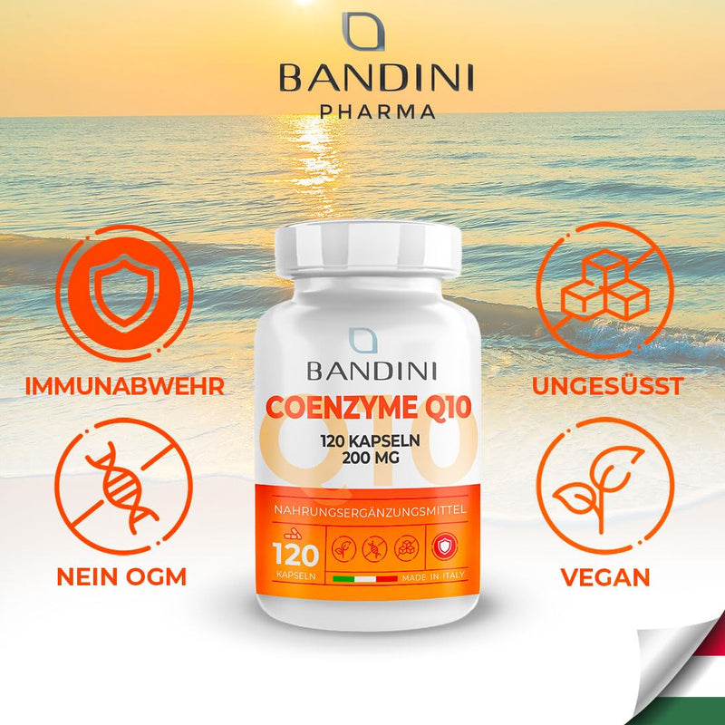 Bandini Coenzyme Q10 High Dose - 200 Mg Pure Q10 (Ubiquinone) Per Capsule - 120 Capsules (4 Months) - Coenzyme Q10 With High Bioavailability - Coq10 From Fermentation - No Unwanted Additives - NewNest Australia