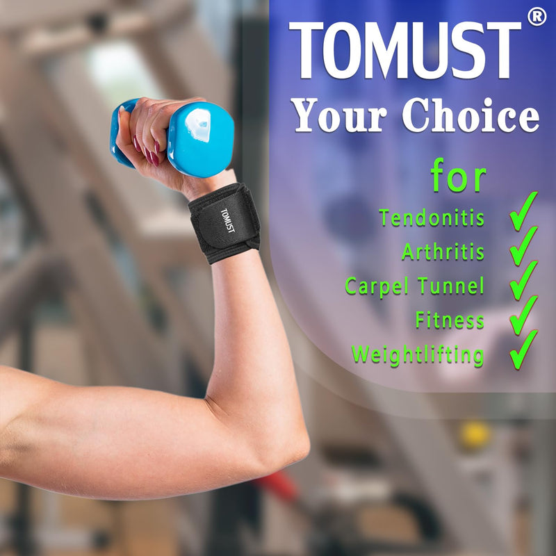 TOMUST 2 PCS Comfortable Wrist Brace, Adjustable Wrist Support, Compression Wrist Strap for Tendonitis, Arthritis, Carpal Tunnel, Sports Injuries, Wrist Pain Relief, Working Out Fitness - Women/Men - NewNest Australia