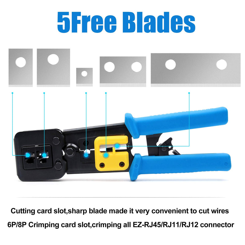 RJ45 Crimp Tool,Knoweasy All-in-One Crimper for Pass-Through/EZ/Legacy RJ11/RJ12/RJ45 connectors,CAT3/CAT5e/CAT6 Network Cable UTP/STP Wire Crimping Tool - NewNest Australia