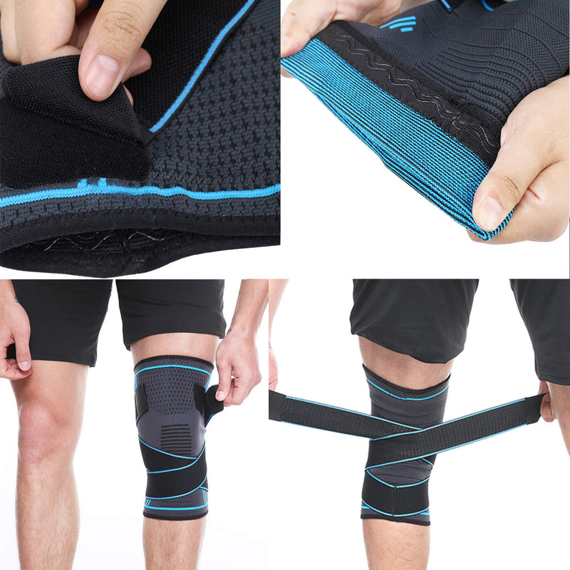NTRH Knee Support Brace for Women and Men,Adjustable Compression Knee Brace for Arthritis,Joint Pain,Ligament Injury,Meniscus Tear,ACL,MCL,Running,Sports,Squats(single) (XL, Blue) XL-Blue - NewNest Australia