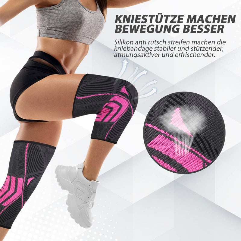 Ruilala Knee Support Compression Knee Support 1 Piece With Non-Slip Silicone Strips Elastic Knee Sleeve For Men Women For Arthritis Acl Meniscus Tear Sports Fitness Jogging (Rose Red, M) - NewNest Australia