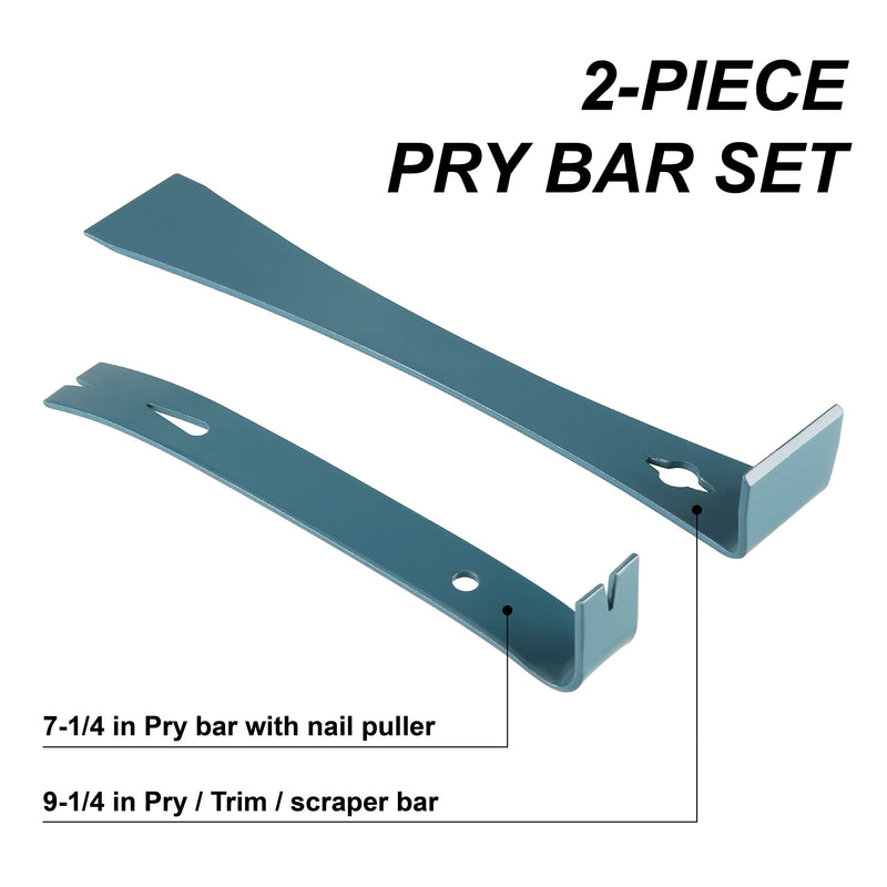 SN-KNIFE 2pc 7-1/4" & 9-1/4 Flat Pry bar, Teardrop Nail Puller,High-Carbon Steel,Gray 2 PC - NewNest Australia