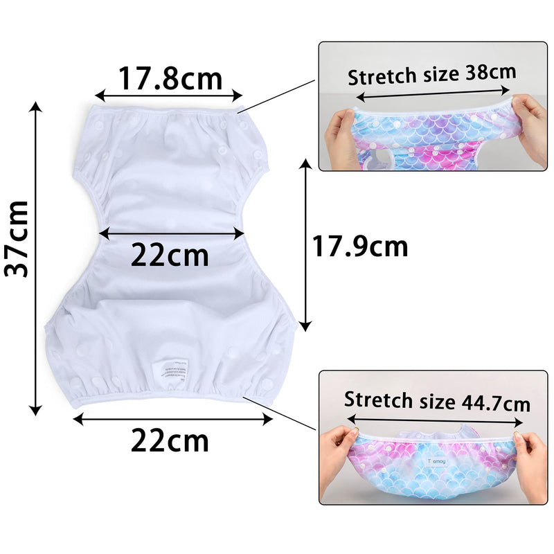 Teamoy Reusable Swim Nappies(Pack of 2), Adjustable Swimsuit Diapers Washable Nappy Covers for Baby Boys & Girls, Ideal for Swimming Lessons/Holiday,Mermaid Scales+Ballet Girls Mermaid Scales+ballet Girls - NewNest Australia