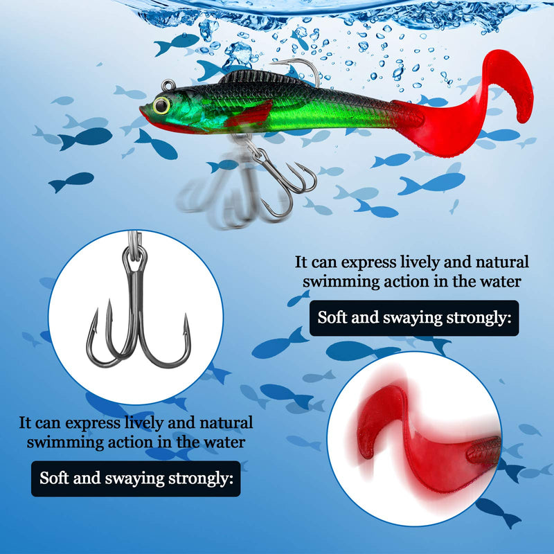 12 Pieces Fishing Lures Soft Plastic Lures for Bass Jig Head Soft Swimbait Lifelike Plastic Baits Tackle Kit for Saltwater and Freshwater, Multi Color - NewNest Australia
