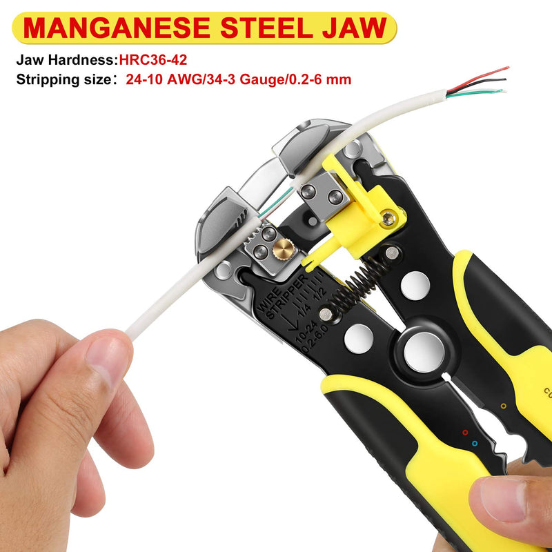 Wire Stripper 24-10 AW/ 34-3 Gauge/ 0.2-6 mm, Dromild Automatic Wire Stripping Tool, 8 Inch Self-adjusting Wire Stripper, 3 in 1 Wire Stripping Pliers for Wire Stripping, Cutting, Crimping - NewNest Australia