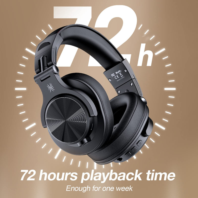 OneOdio A70 Bluetooth Headphones Over Ear, 72 Hrs Playtime, Monitor Level Stereo Sound Quality, Foldable Wireless＆Wired DJ Headphone, Professional Studio Headphones for DJ/TV/PC/Phone Black - NewNest Australia