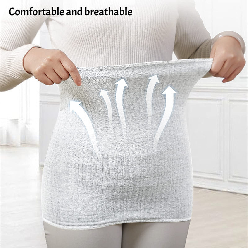 Dual Layers Thin Waist Kidney Warmer Bellyband Elastic Lower Back Stomach Belly Wrap Brace Seniors Thermal Lumbar Waist Abdomen Warmer Support for Cold Weather, Light Grey - NewNest Australia