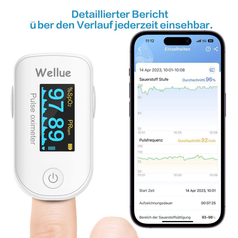 Pulse Oximeter With Data Storage, With App Via Bluetooth, Oxygen Saturation Measurement, Finger Pulse Oximeter, Oxygen Content Health Monitor, Heart Rate And Spo2, White - NewNest Australia