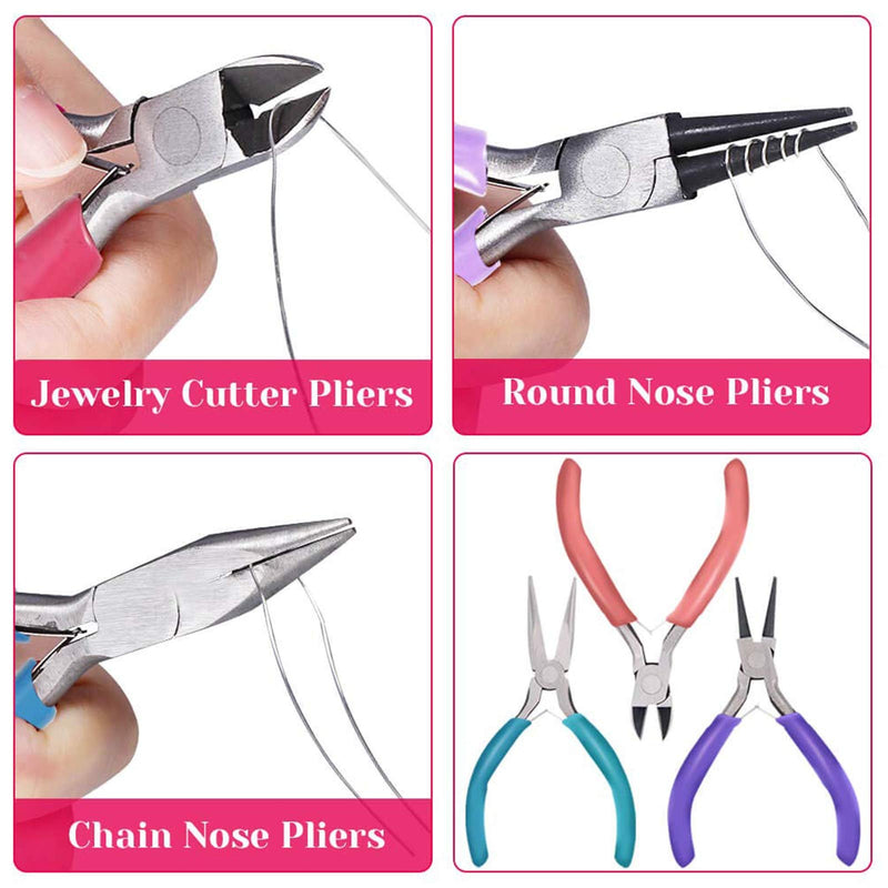 Anezus 7 Pcs Jewelry Pliers and Jewelry Beading Wire Tools Set Includes Needle Nose Pliers, Round Nose Pliers, Wire Cutters and Craft Wire for Jewelry Repair Making Supplies - NewNest Australia