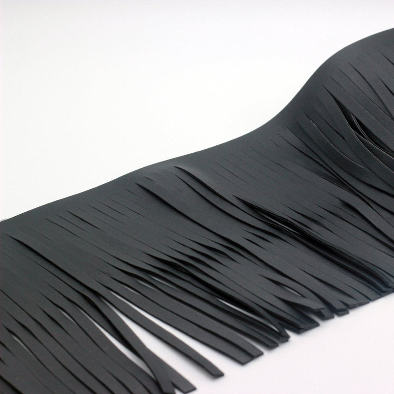 Brazil Faux Leather Fringe Trims 6" Wide Black Color for Extender Garments Bags Sewing & Craft Supply (1 Yard) 1 Yard - NewNest Australia