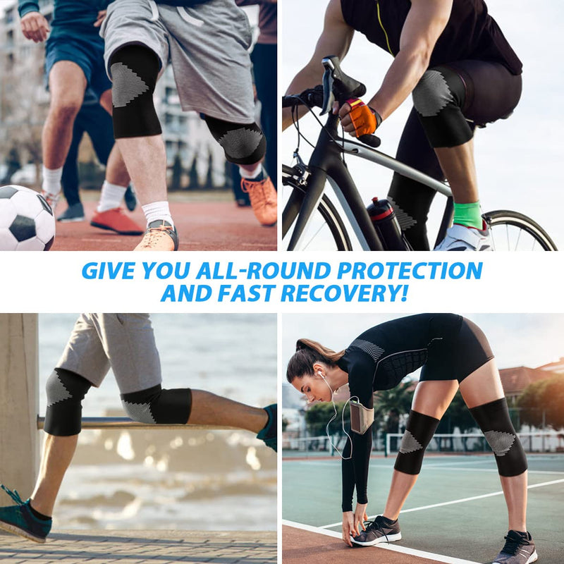 Goosehill Knee Supports 2Pack, Compression Breathable Knee Support Brace, Non-Slip Joint Protection Knee Support for Men & Women, Knee Brace Support for Running, Sports, Knee Pain Relief Black L - NewNest Australia