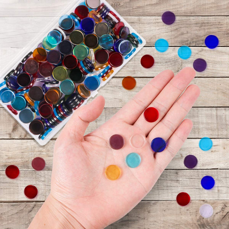Aunifun Flat Glass Mosaic Tiles, 200 PCS Stained Transparent Glass Mosaic, Round Flat Gems for Home Decoration DIY Crafts - NewNest Australia