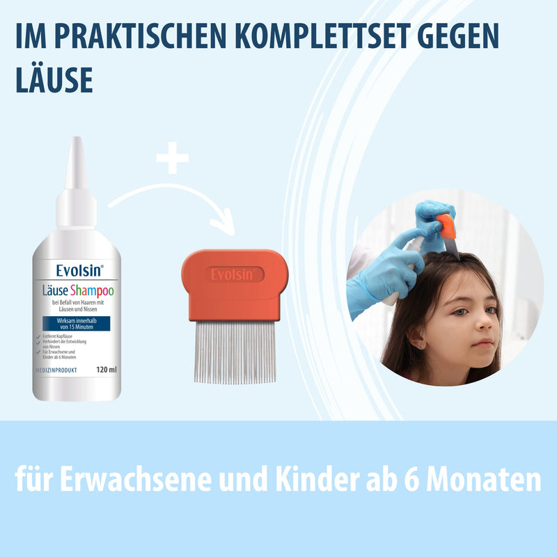 Evolsin 120 Ml Lice Shampoo With Lice Comb For Adults & Children From 6 Months - For Infestation Of Hair With Nits & Head Lice - Lice Agent Gentle On The Scalp - Works In 15 Minutes - NewNest Australia