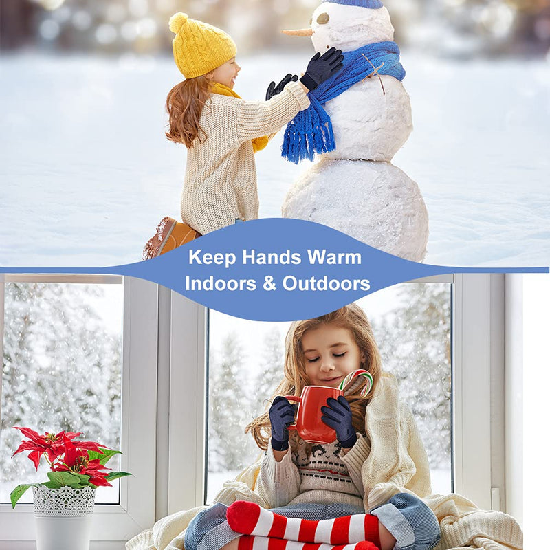 Winter Kids Snow Waterproof Gloves - Boys Girls Warm Touch Screen Windproof Anti-Slip Snow Gloves for Outdoor Sports Snowboarding Riding Biking Cycling Running Ski Black Thermal Mittens for Age 6-8 - NewNest Australia