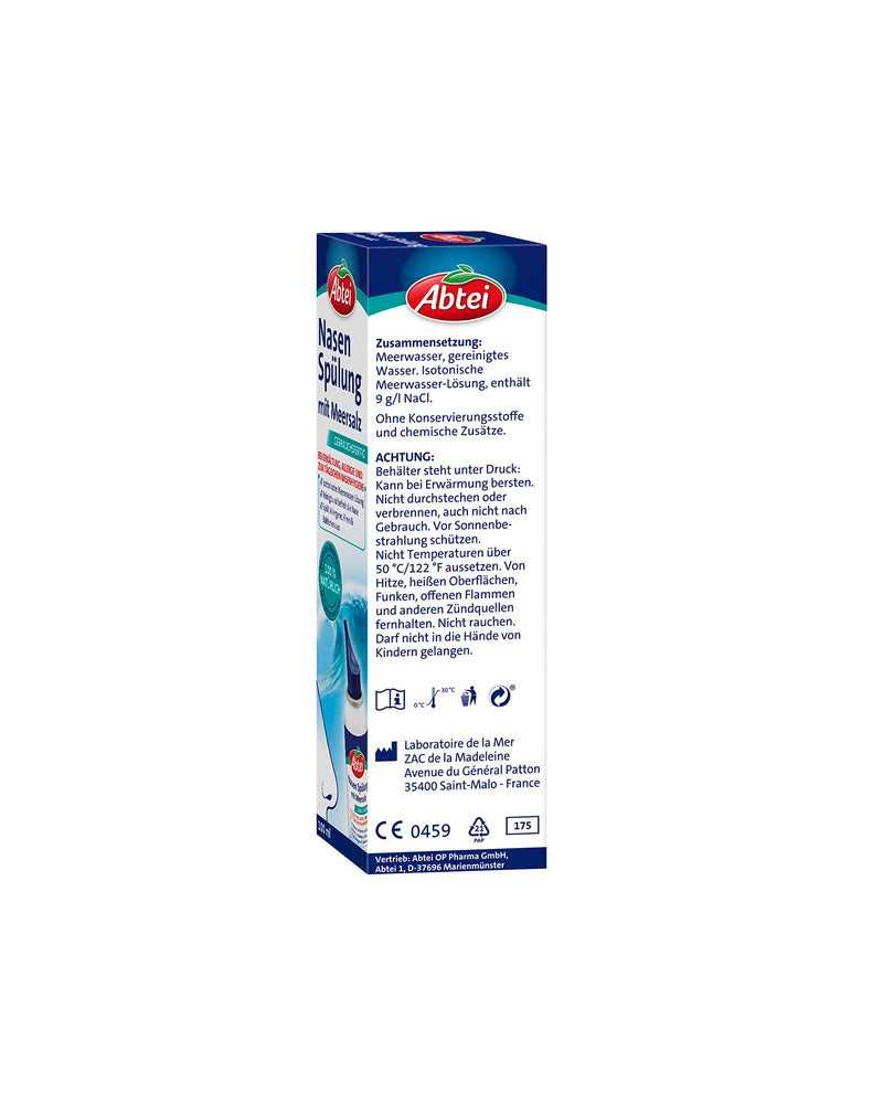 Abtei nasal rinse with sea salt - ready to use and 100% natural - with sea water - for colds, allergies and for daily nasal hygiene - 100 ml 100 ml (pack of 1) - NewNest Australia