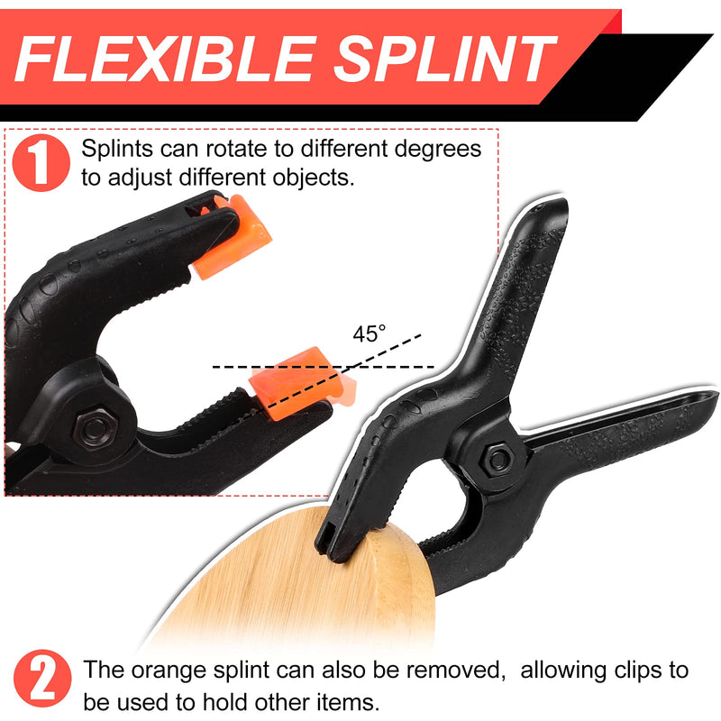 8 Pack Spring Clamps, 4.5inch Plastic Clips, Small Backdrop Clips, Clamps Heavy Duty, Spring Clips for Crafts, Backdrop Stand, Woodworking, Photography Studios (Black) 8 Pack 4.5in - NewNest Australia