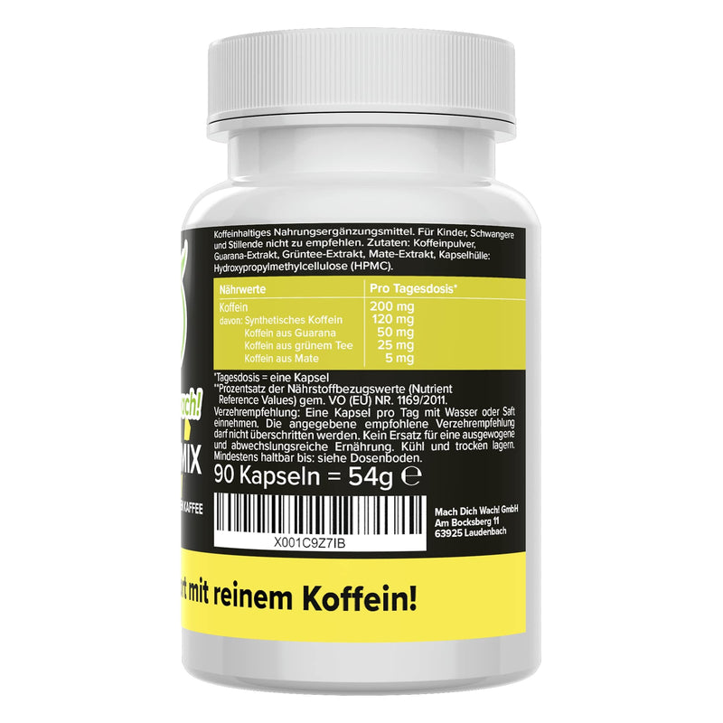 Caffeine Mix Capsules - 200 Mg Caffeine - High Dose With Four Caffeine Varieties - Quality From Germany - No Additives & Vegan - Small Capsules Instead Of Tablets - Strong Effect Make Yourself Awake! - NewNest Australia