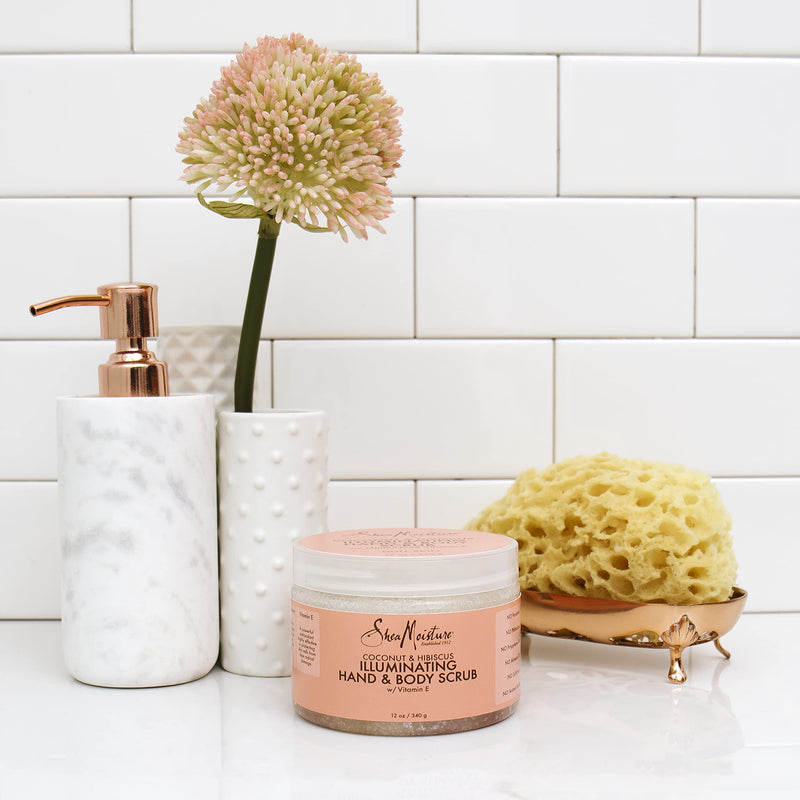 SheaMoisture Illuminating Hand and Body Scrub for Dull Skin Coconut and Hibiscus Cruelty-Free Skin Care 12 oz Coconut-Hibiscus - NewNest Australia