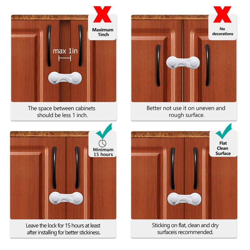 Cabinet Locks - Adoric Life Child Safety Locks 4 Pack - Baby Safety Cabinet Locks - Baby Proofing Cabinet Kitchen System with Strong Adhesive Tape White - NewNest Australia