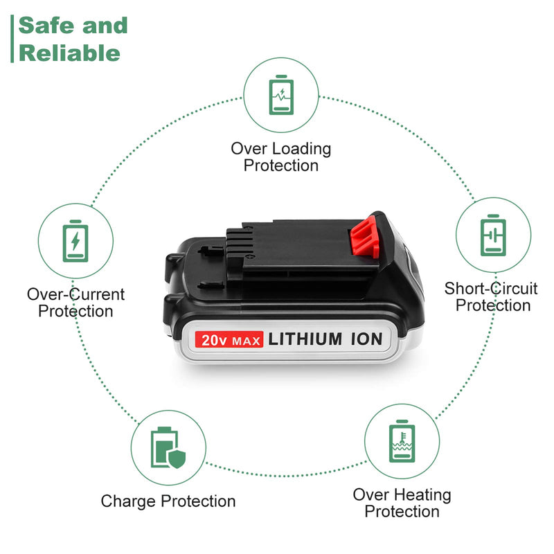 LBXR20 3000mAh Replacement Battery for Black and Decker 20V Max Lithium LB20 LBX20 LBXR2020-OPE LBXR20B-2 LB2X4020 LST220 Cordless Tool Battery - NewNest Australia