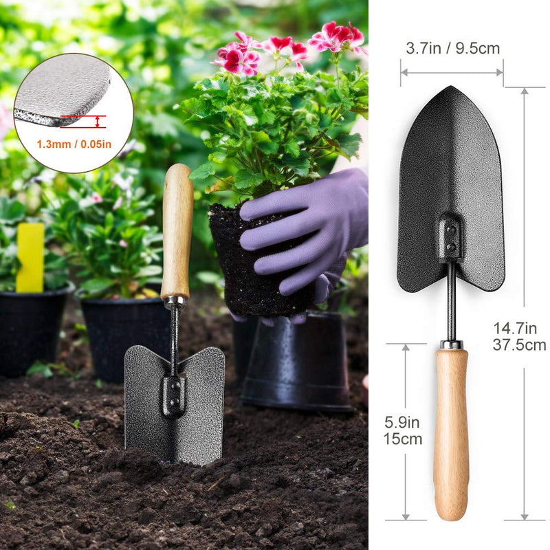 MOSFiATA Garden Tools Set, 3 Pcs Garden Tools Kit, High Carbon Steel Heavy Duty Gardening Tools Kit Includes Hand Trowel, Transplant Trowel and Cultivator Hand Rake All with Ergonomic Handle - NewNest Australia